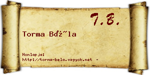 Torma Béla névjegykártya
