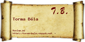 Torma Béla névjegykártya